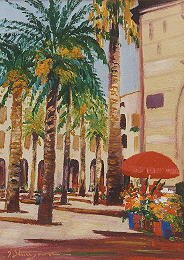 Placa Reial, Barcelona, Oil on Canvas 14 by 10 inches